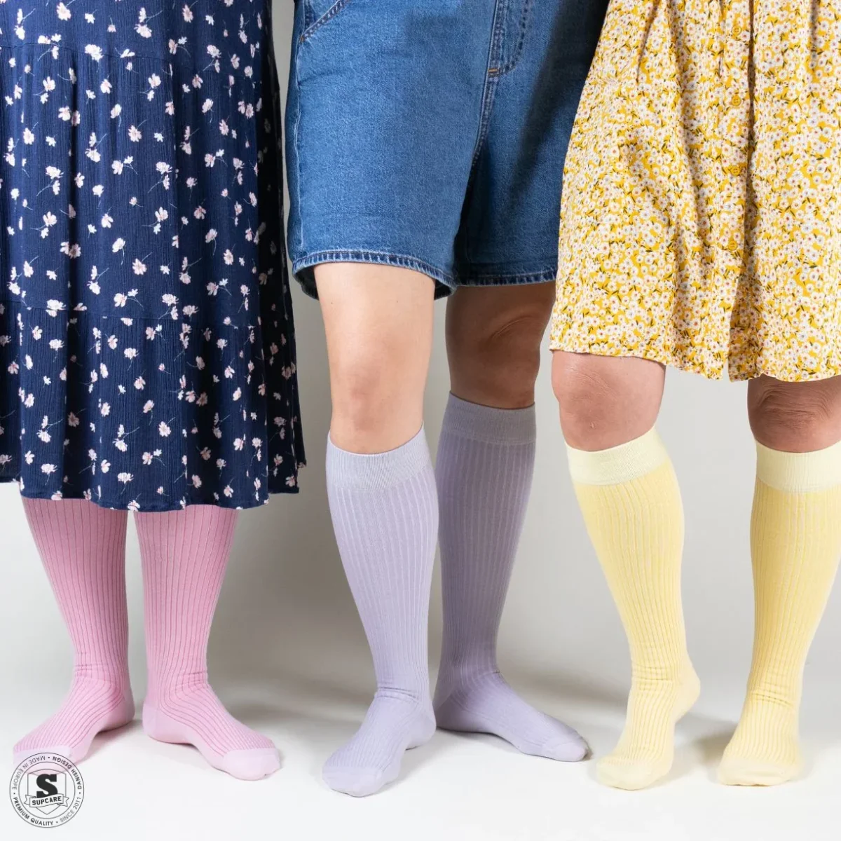 Stödstrumpor bred modell i härliga pastellfärger 5-pack - Bild 3